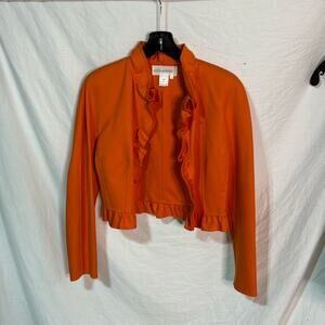 Mila Schon 42 orange cropped ruffed hemline and closure vintage wool euc